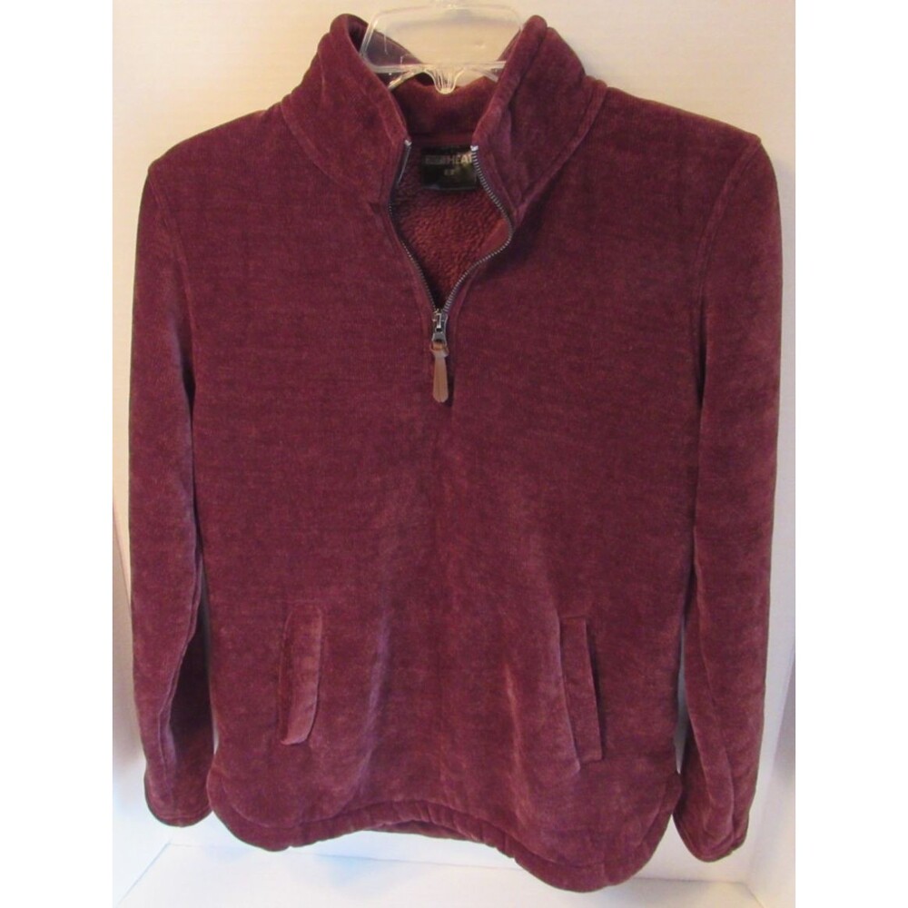 32 Degrees Heat Purple 1/4 Zip Mockneck Velour Fleece Lined Pullover Size Small